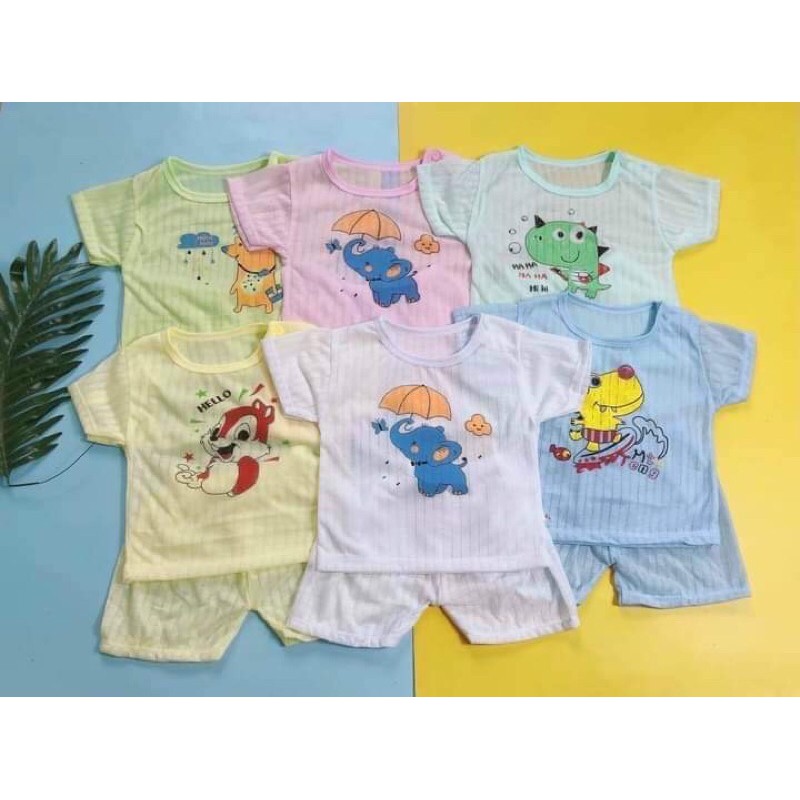 bộ cotton giấy cộc tay cho bé trai bé gái