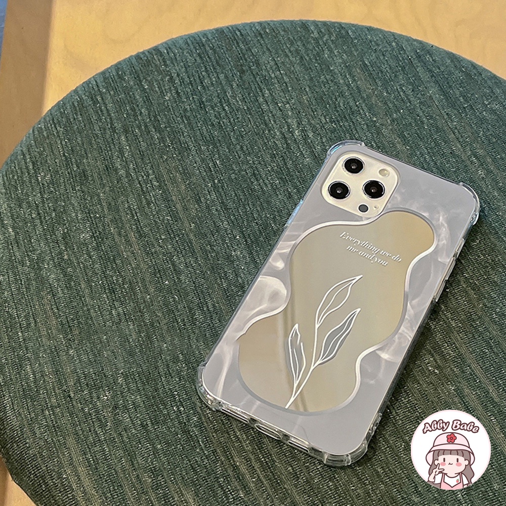 Ốp Điện Thoại TPU Mềm Mỏng Chống Sốc Phối Gương Trang Điểm Lá Cây Đơn Giản Cho IP 13 12 11 Pro Max XR 8 7 Plus