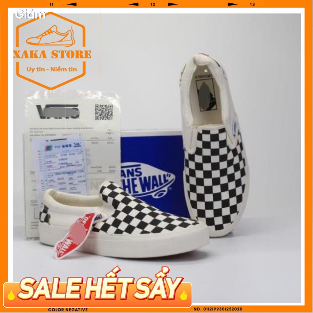 🔥giày sneaker thể thao🔥 van caro trắng đen slipion full box - Xaka Store