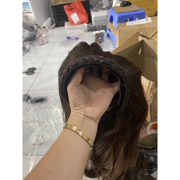 [Mã 153FASHIONSALE1 giảm 10K đơn 50K]tóc giả băng đô tết bính nhỏ rít kèm tóc❤️ free ship 50k❤️ tóc xoăn