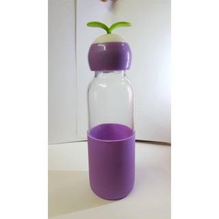 Đồ dùng dành cho gia đình bình đựng nước silicon nắp lá 300ml