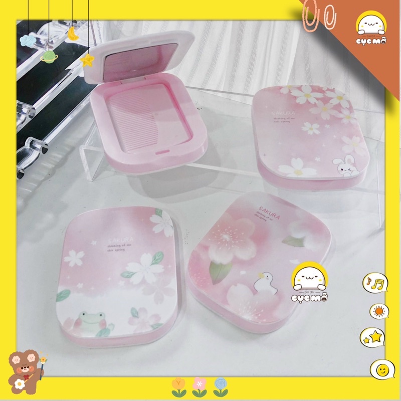 Set gương kèm lược hoa anh đào