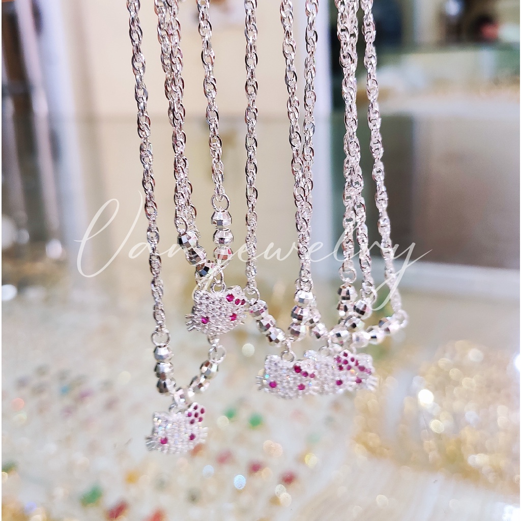 Dây chuyền bạc Dây liền mặt mèo Hello Kitty bạc ta cho bé Van Jewelry V10624