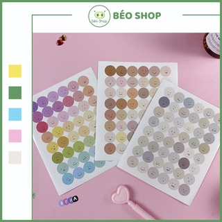 Miếng Dán Sticker Hình Mặt Cười cảm xúc Trang Trí Sổ , Nhãn dán tròn trang trí
