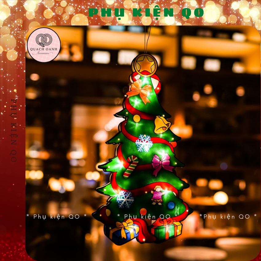 Đèn LED Nhiều Mẫu NOEL GIÁNG SINH Sử Dụng PIN Có Nút Hít Mặt Kính Trang Trí DECOR dịp LỄ TẾT - DEN01