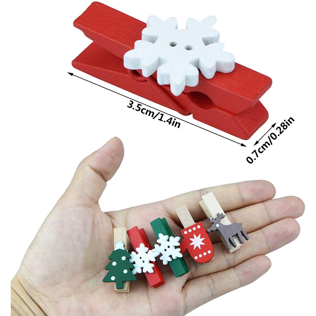 Set 10 kẹp gỗ treo trang trí lễ giáng sinh cho tiệc/nhà cửa/trường học