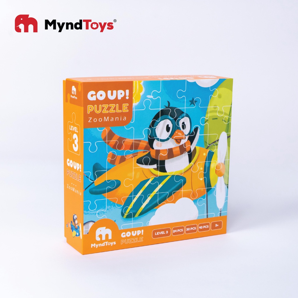 Đồ Chơi Xếp Hình Thông Minh Myndtoys - Go Up! Puzzle Level 3 - ZooMania (Vườn Thú Sinh Động) Dành Cho Các Bé Trên 3 Tuổi