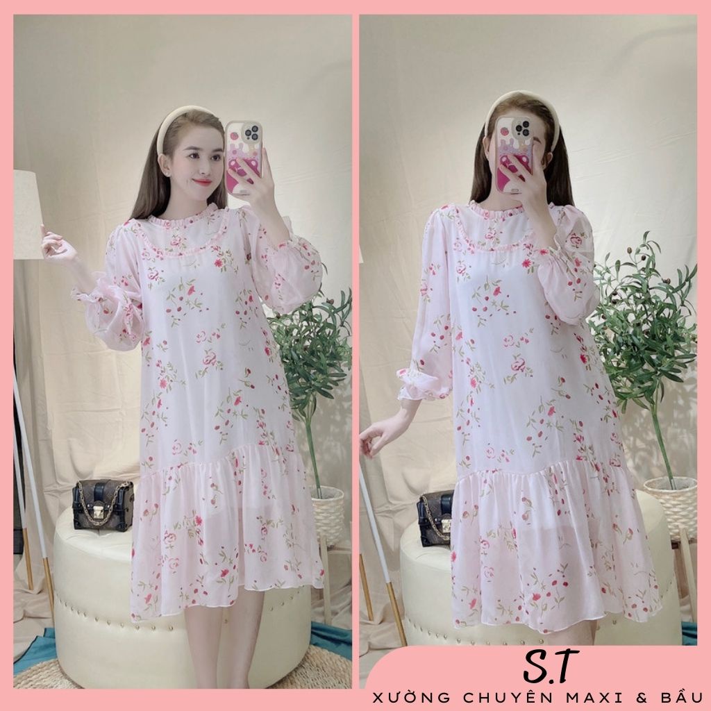 Đầm bầu - Váy bầu maxi Chất voan lụa sang trọng quý phái