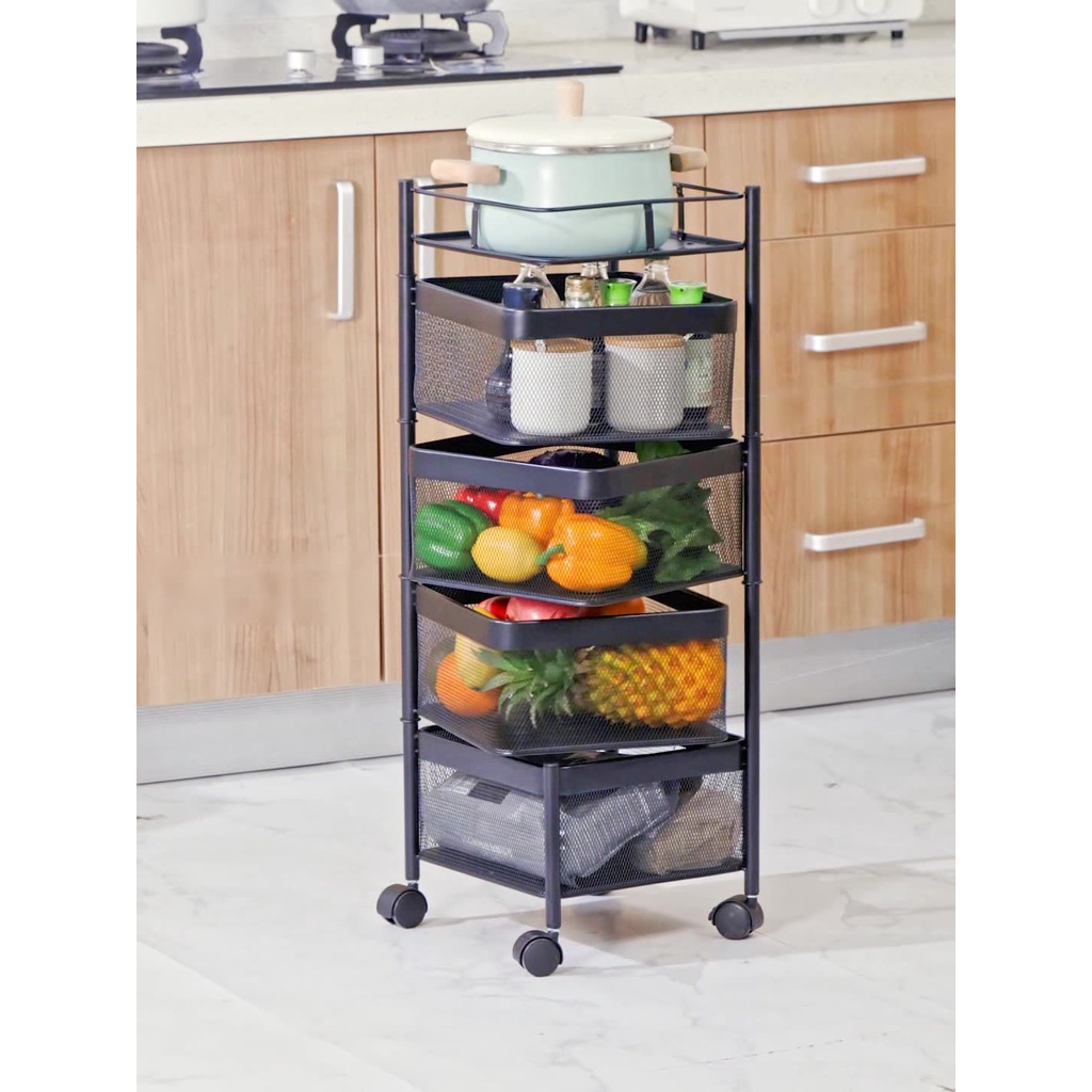 ∋Kệ Xoay Tròn Vuông Đa Năng. Để Đồ Sơn Tĩnh Điện Chống Han Gỉ Cao Cấp 3/4/5 Tầng Có Bánh Xe Di Chuyển