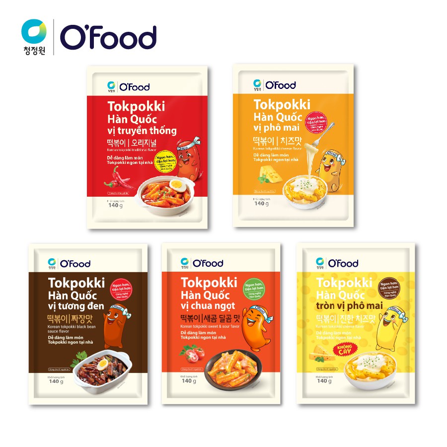 Bộ sưu tập Bánh gạo Tokpokki Hàn Quốc O’Food + kèm sốt nhiều vị - khoaitay2402 - Gói 140g