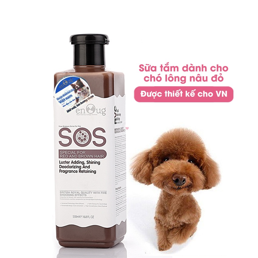 (Chính hãng)-Sữa tắm dành cho chó mèo SOS 530ml-Dầu tắm cho chó mèo lông màu nâu, lông sẫm mầu, giúp bền màu lông