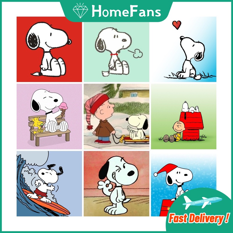 Bộ Tranh Đính Đá 5D Tự Làm Hình Snoopy 40x40cm Trang Trí Nhà Cửa