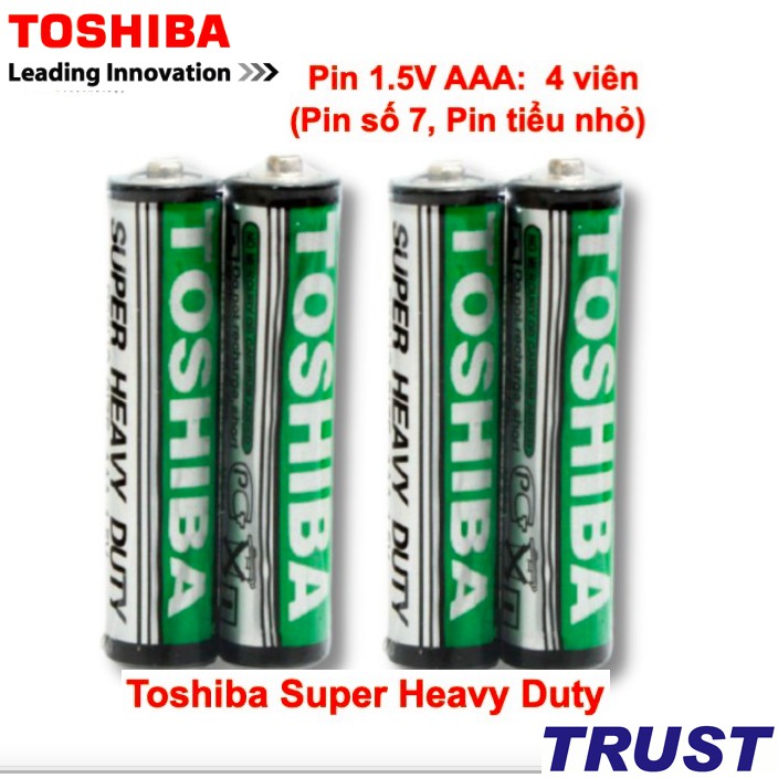 Pin tiểu AAA Toshiba 4 viên 1.5v chính hãng (pin số 7, pin tiểu nhỏ) - Toshiba Super Heavy Duty R03UG