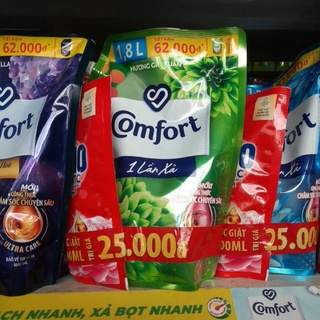 Nước Xả Vải Comfort Một Lần Xả Hương Gió Xuân Túi 1.8ml(tặng nước giặt omo trị giá 25000đ)