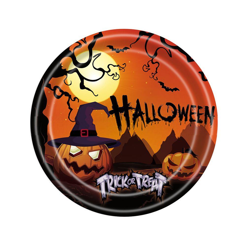 KRNY Đĩa Giấy Đựng Món Tráng Miệng Dùng Một Lần In Họa Tiết Halloween