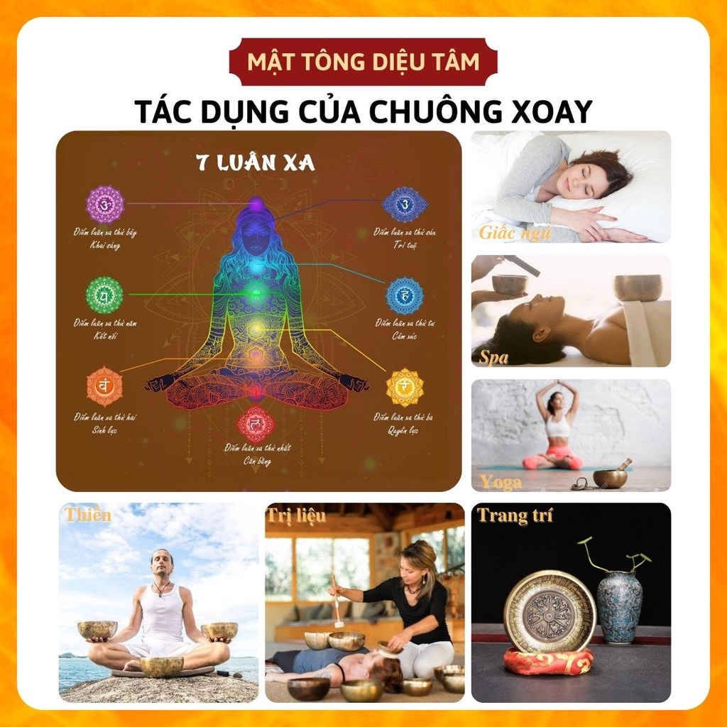 Chuông xoay nepal thủ công (handmade) - 1 bộ ( set)