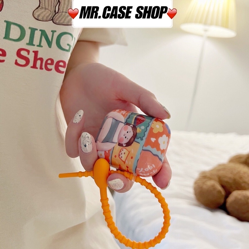 Case Airpods 1/2 /3/Pro Vỏ Ốp Tai Nghe Nhựa Dẻo Hình Hoạt Tiếc Dưa Hấu Kèm Dây Đeo - Mr.Case AirPods