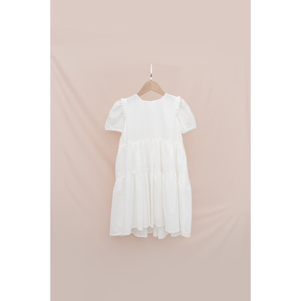 Đầm thiết kế bé gái CRABIE babydoll cộc tay bèo nhún công chúa xinh xắn - Suzy dress - Trắng