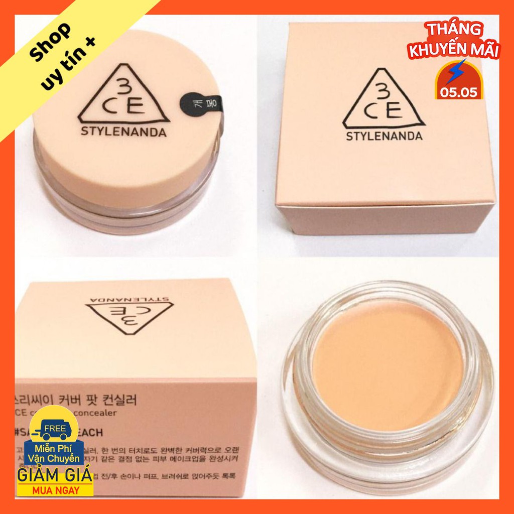 [Hàng xịn] Kem che khuyết điểm 3CE Cover Pot Concealer 6g - Tone Salmon Peach ( Có Bill)