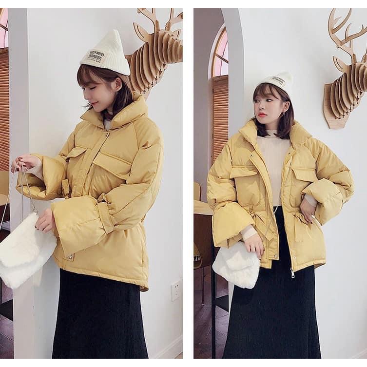 (MẪU MỚI) FREE SHIP Áo Khoác Phao Béo Nữ Chần Bông Ba Lớp SIêu Ấm Phối Túi Hộp Cực Thời Trang Trong Mùa Đông Lạnh Giá HH