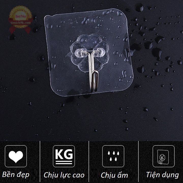 Combo 10 móc dán tường siêu dính thần thánh Trong Suốt loại lớn 6x6cm và 72x72mm