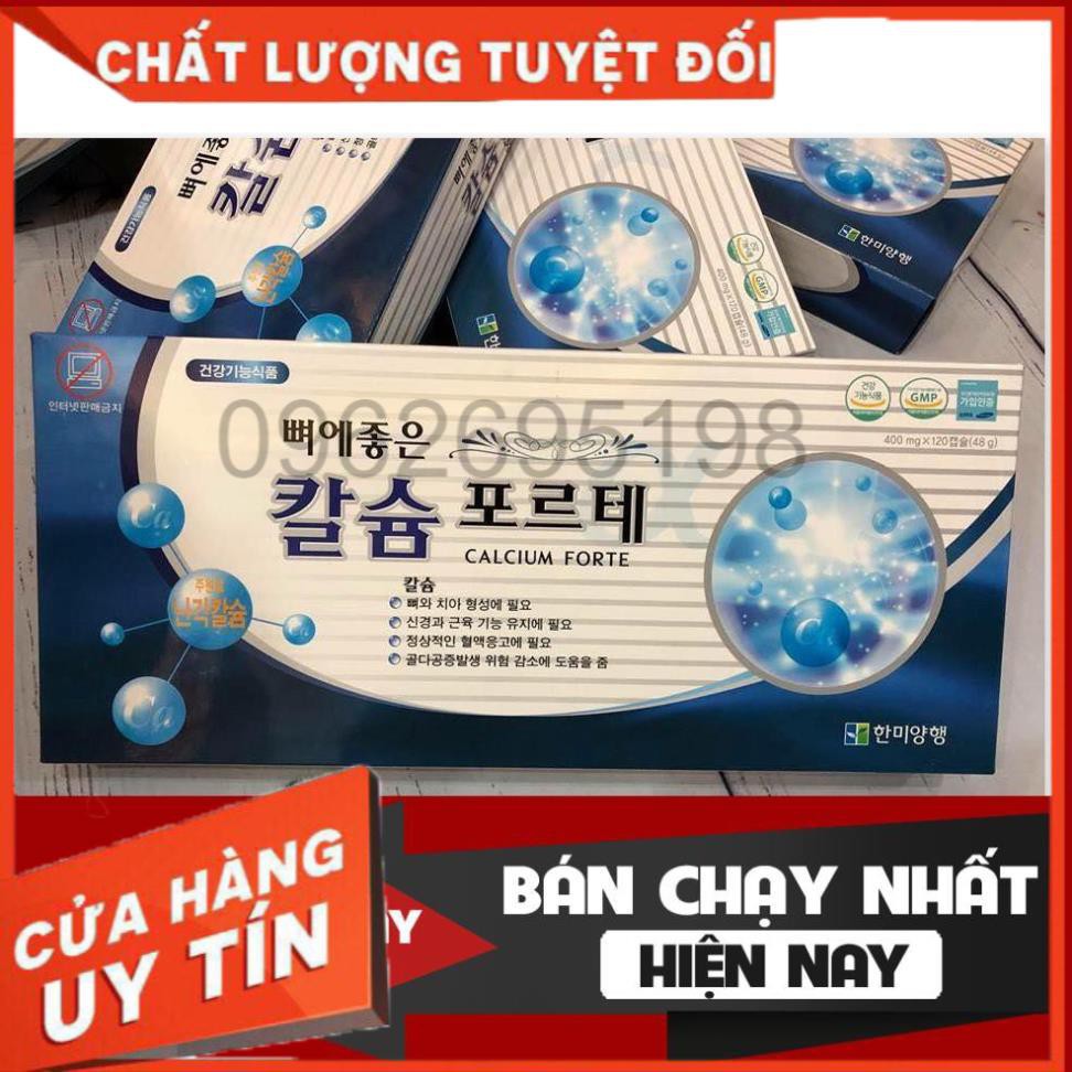 Viên uống bổ sung canxi HANMI Hàn Quốc hộp màu xanh 120 viên - 400mg (Calcium Forte)