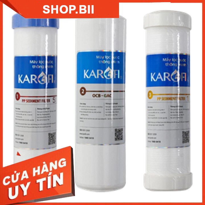 Bộ Combo Lõi Lọc 1-2-3 Karofi Hàng Chính Hãng Dùng Cho Các Loại Máy Lọc Nước RO Giá Rẻ Tại Hà Nội.