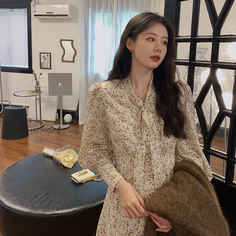 Đầm voan hoa thiết kế mới thời trang mùa thu dành cho nữ