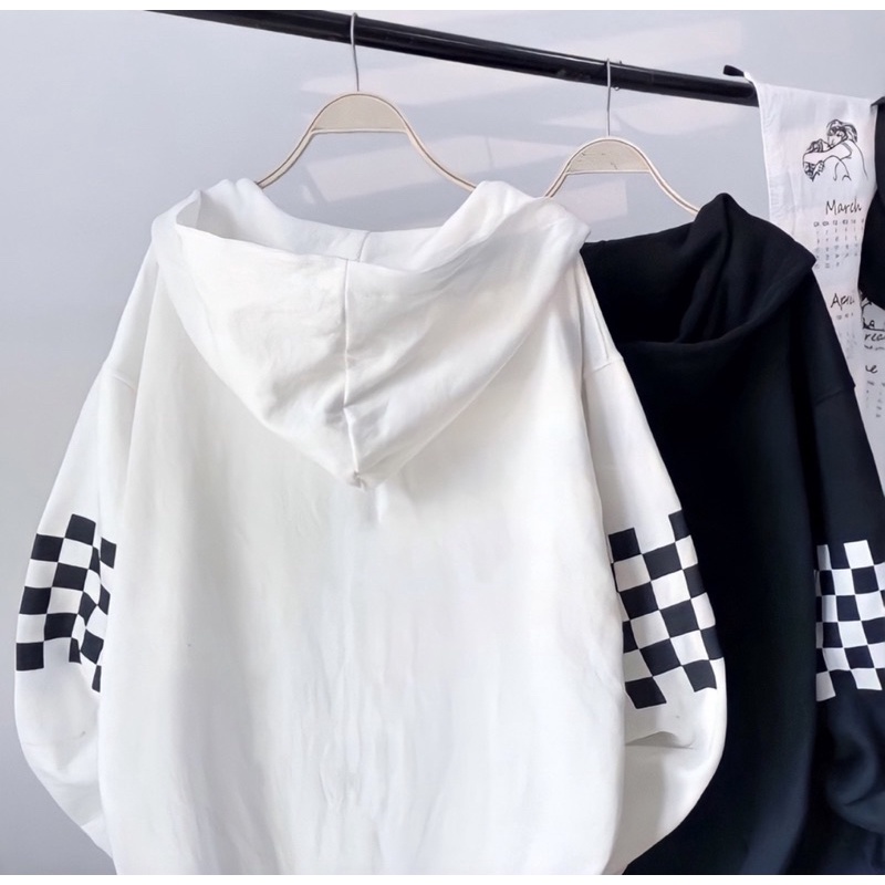 Áo Nỉ Hoddie Mũ Tay Phối Caro Áo Nỉ Unisex