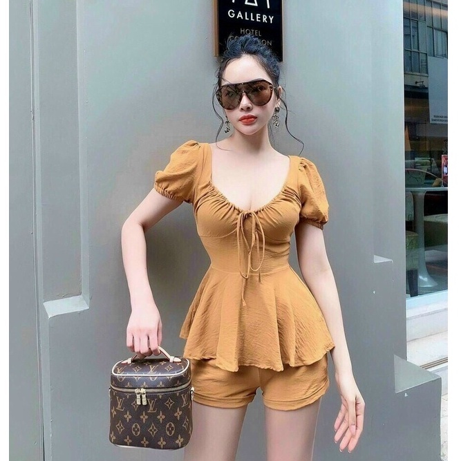 Đồ Bộ Nữ sét bộ UMI đùi cột nơ ( Áo có mút) thoải mái thoáng mát hiện đại sang trọng hót trend