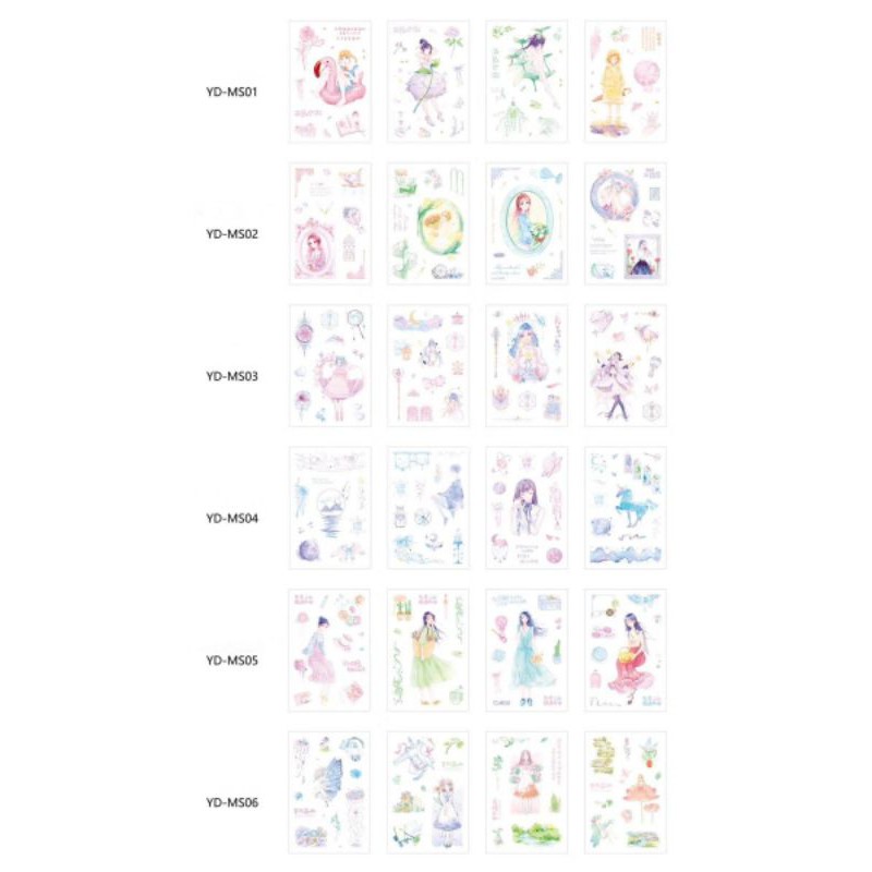 Set 4 tấm sticker trang trí anime hoạt hình dễ thương