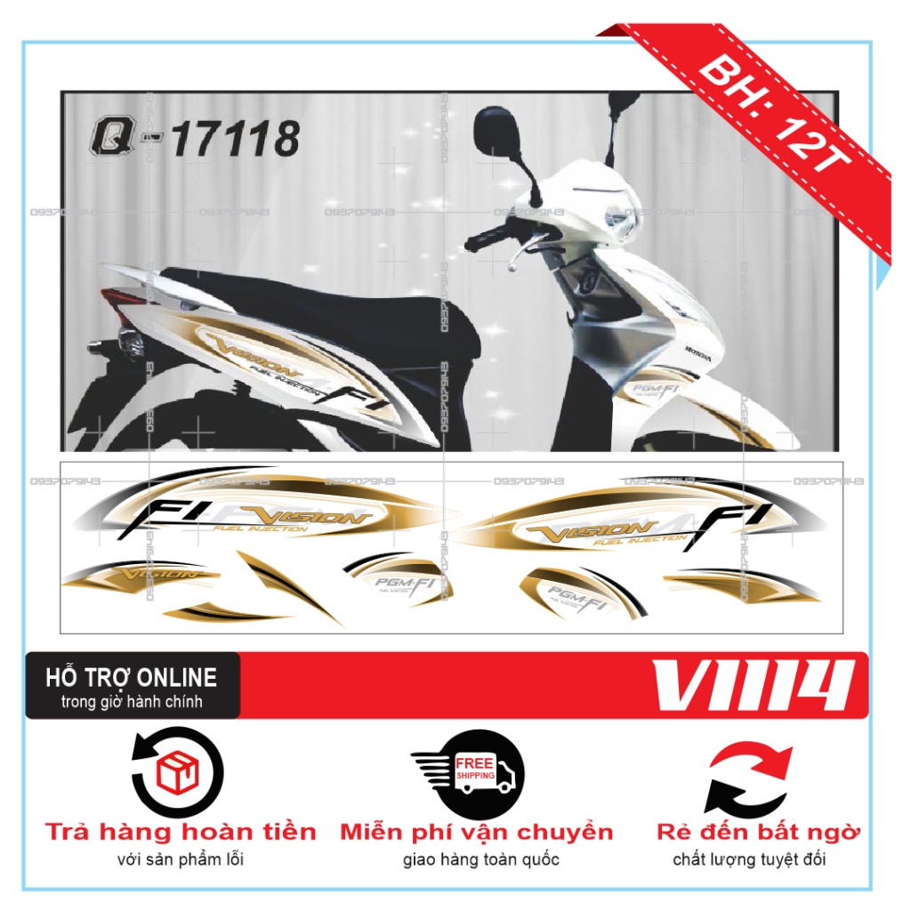 TEM XE VISION 17118 DÁN XE TRẮNG -- SHIN DECAL 2