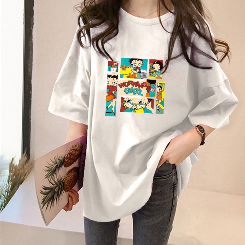 Áo thun NRVP tay ngắn cổ tròn dáng rộng thời trang Hàn Quốc cho nữ