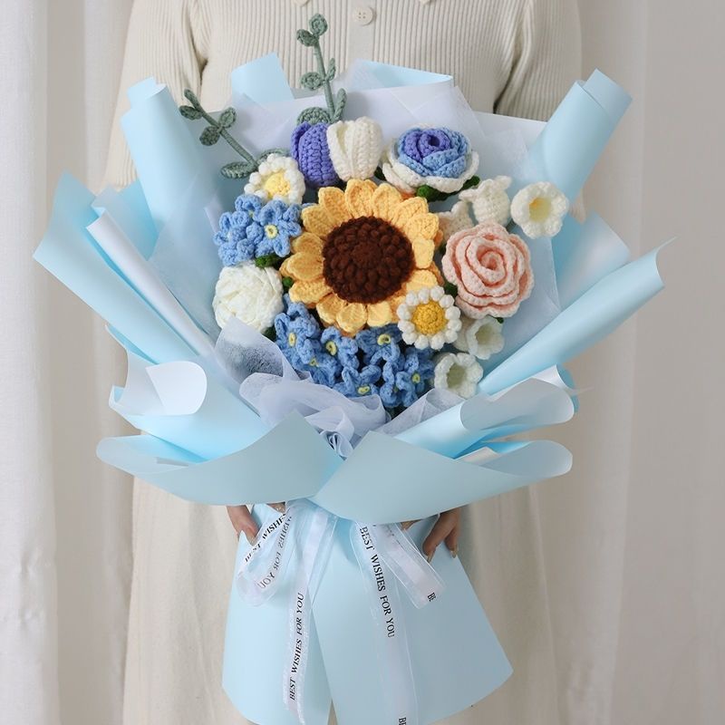 Sản Phẩm Hoàn Thiện Bó Hoa Hồng Đan Len Thủ Công Sáng Tạo Tùy Chỉnh Làm Quà Tặng Bạn Gái / Bạn Gái / Bạn Gái