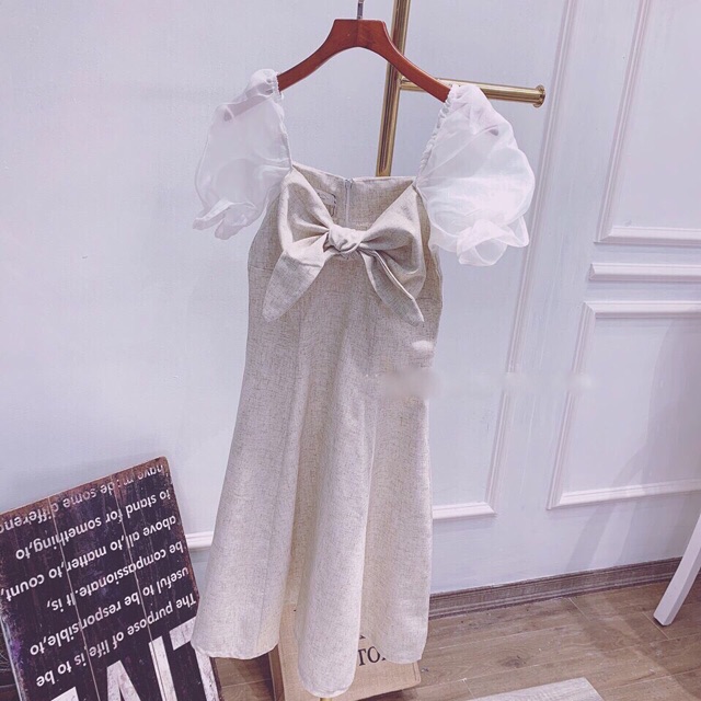 Đầm Bố Phối Bóng Kiếng dáng xòe xt