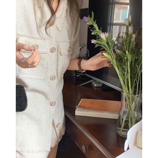 set dạ tweed trắng hàn quốc