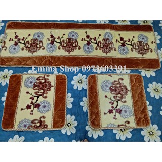 Bộ Thảm Trải Ghế Gỗ (2 Vuông 1 Dài), Đệm Ghế Gỗ Salon Cao Cấp
