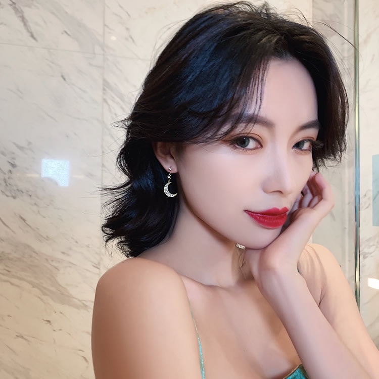 Bông tai, khuyên tai nữ mạ vàng hình cặp trăng sao tiểu thư siêu độc BAG U BTTS167