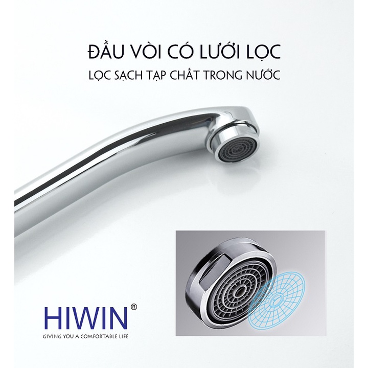 Vòi lavabo, vòi rửa mặt nóng lạnh chất liệu đồng mạ cao cấp mặt gương HIWIN KF-213