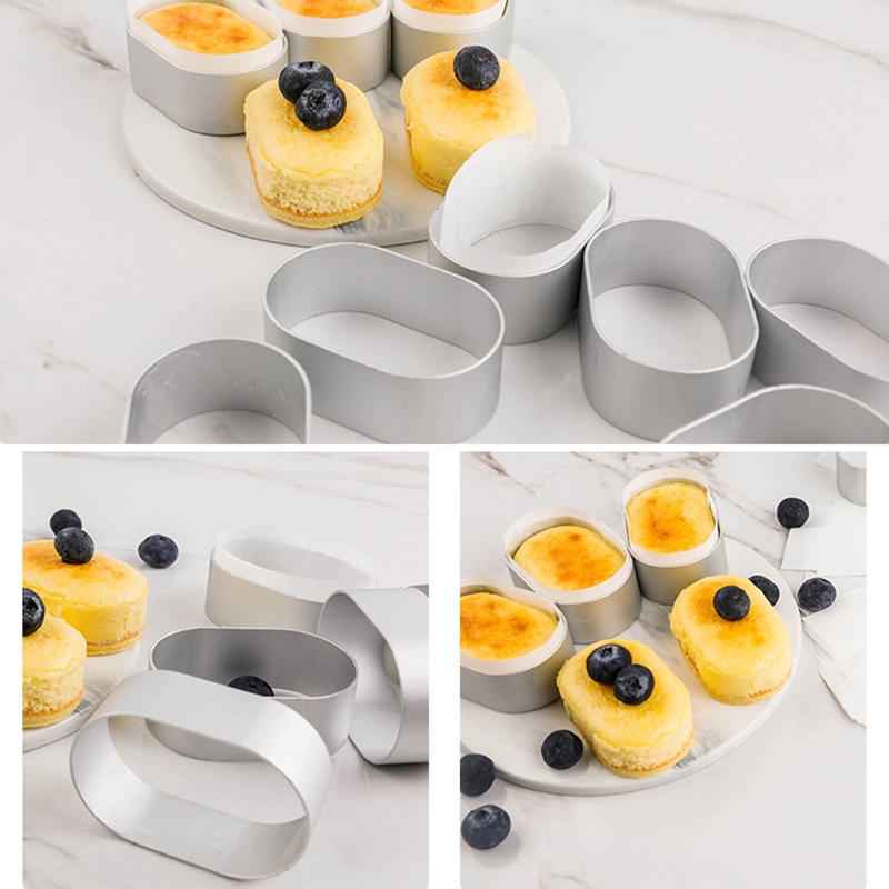 Set 10 khuôn làm bánh bằng thép không gỉ hình Oval tiện dụng