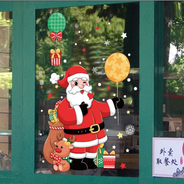 Decal dán tường Noel Hít Tĩnh Điện không Dơ Kính - Noel khổ lớn 2 mẫu tự chọn
