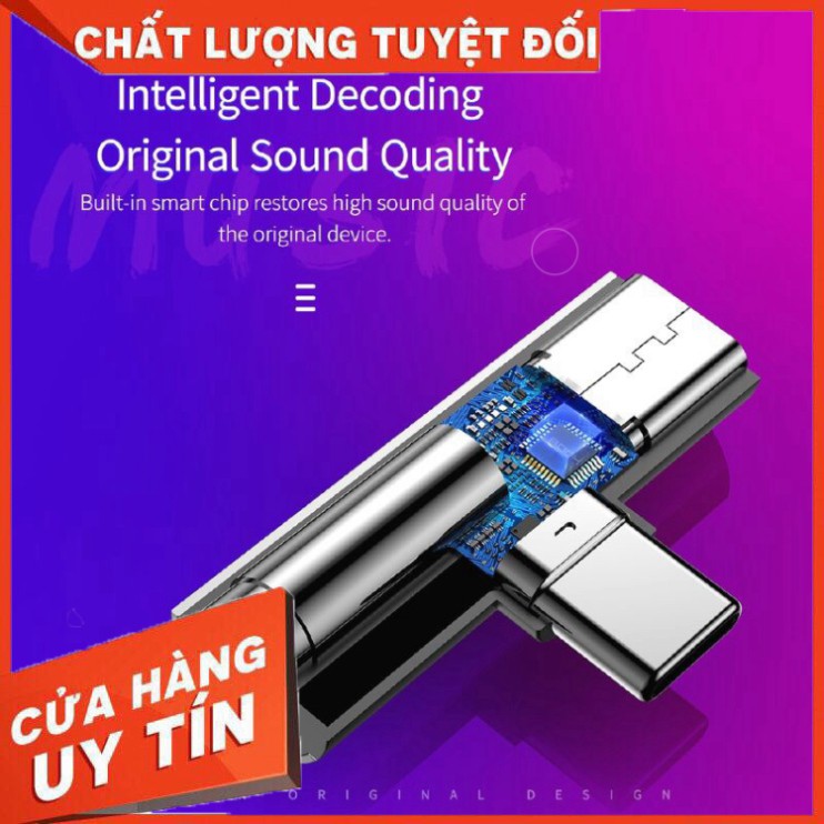 ĐẦU CHUYỂN TYPE C RA 3.5MM LI KÈM CỔNG VỪA SẠC VỪA NGHE NHẠC ROCK JACK ADAPTER