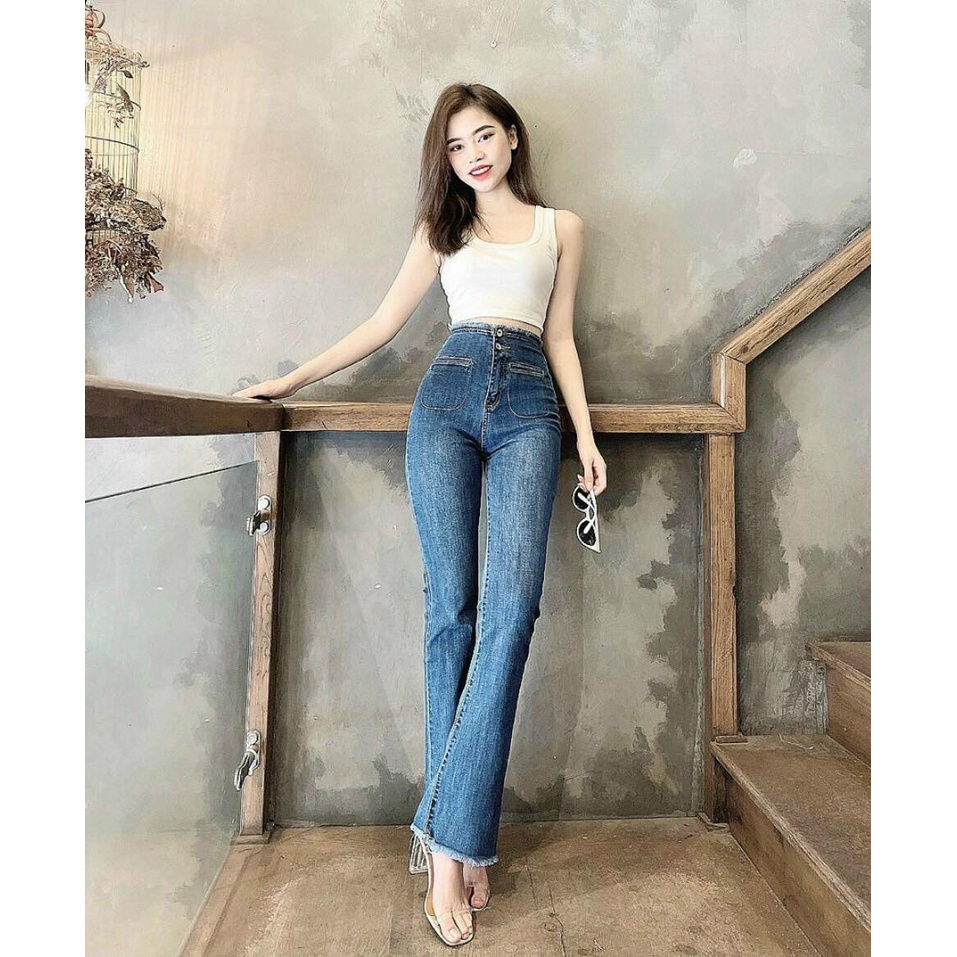QUẦN JEANS ỐNG LOE LƯNG CAO