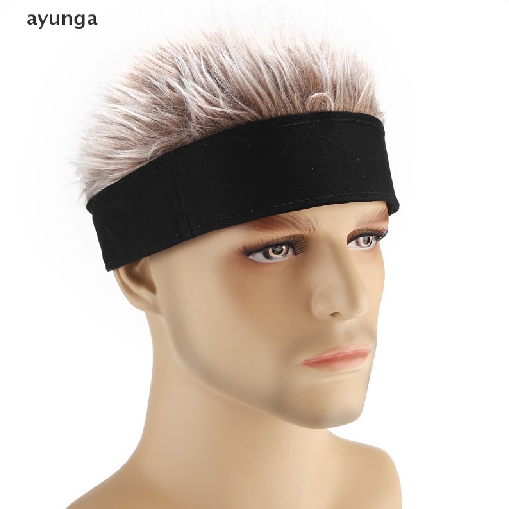 ayunga] Men Women Novelty Beanie Hat with Fake Hair Funny Short Wig Cap  Fashion [new]