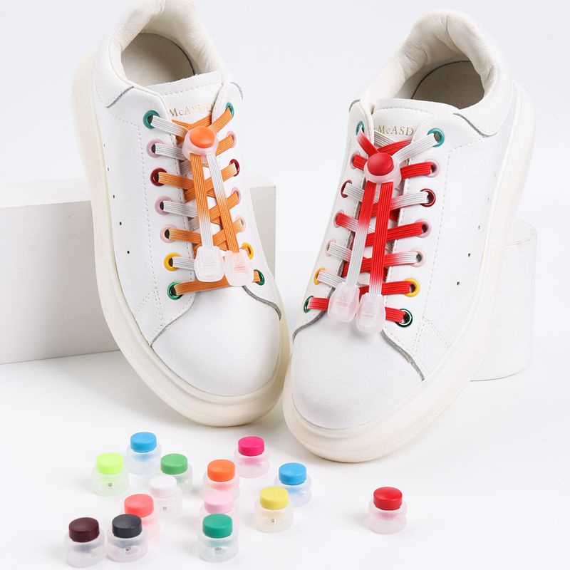 Dây Buộc Giày Sneaker Đế Phẳng Co Giãn Màu Gradient Mới Dành Cho Trẻ Em Và Người Lớn Không Cần Buộc