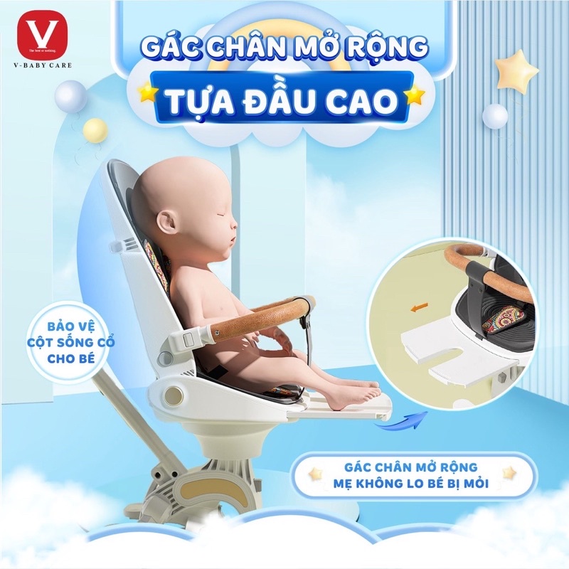 Xe Đẩy 2 Chiều V-Baby IX9 Gấp Gọn Đảo Chiều Mẫu Mới 2022 Hàng Chính Hãng Bảo Hành 1 Năm