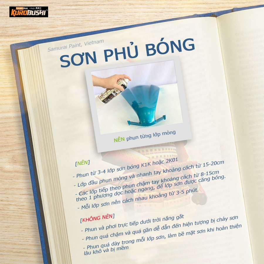 Sơn Samurai Đủ Màu Đen Trắng Đỏ Sơn Chiu Nhiệt Lót Phủ Bóng (Bảng Màu Tự Chọn)