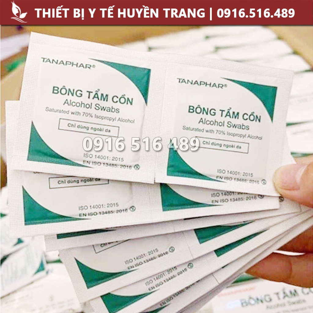 Bông Tẩm Cồn Tuyệt Trùng Tanaphar (100 Miếng) Khử Trùng Da Trước Khi Tiêm, Filler, Nặn Mụn - Thẩm Mỹ Huyền Trang