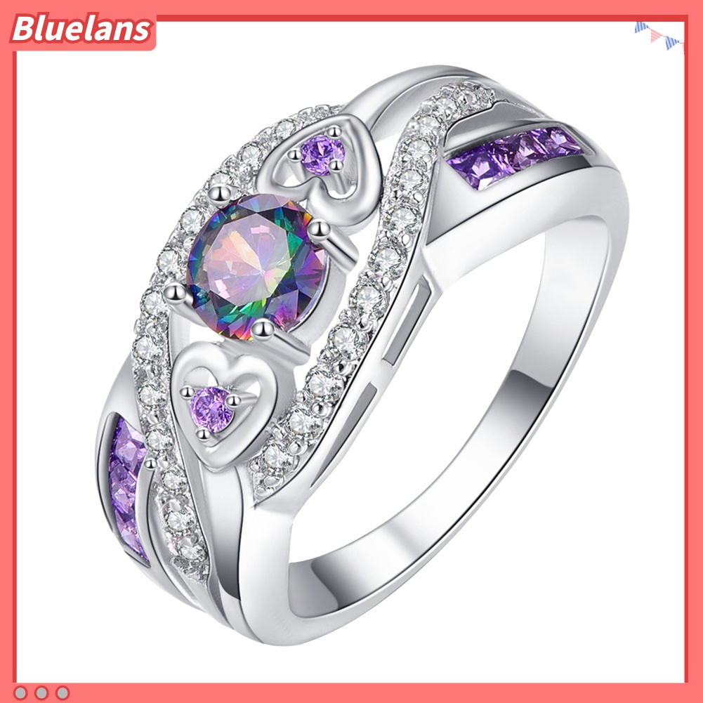 Nhẫn Đính Hôn Đính Đá Zircon Hình Trái Tim