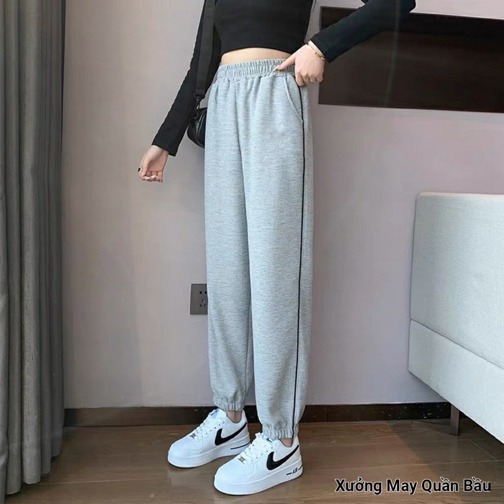 Quần Nữ dáng jogger sọc thể thao chất nỉ Tổ Ong cáo cấp bo gấu siêu đẹp mặc nhà hay ra ngoài cực xinh QN778